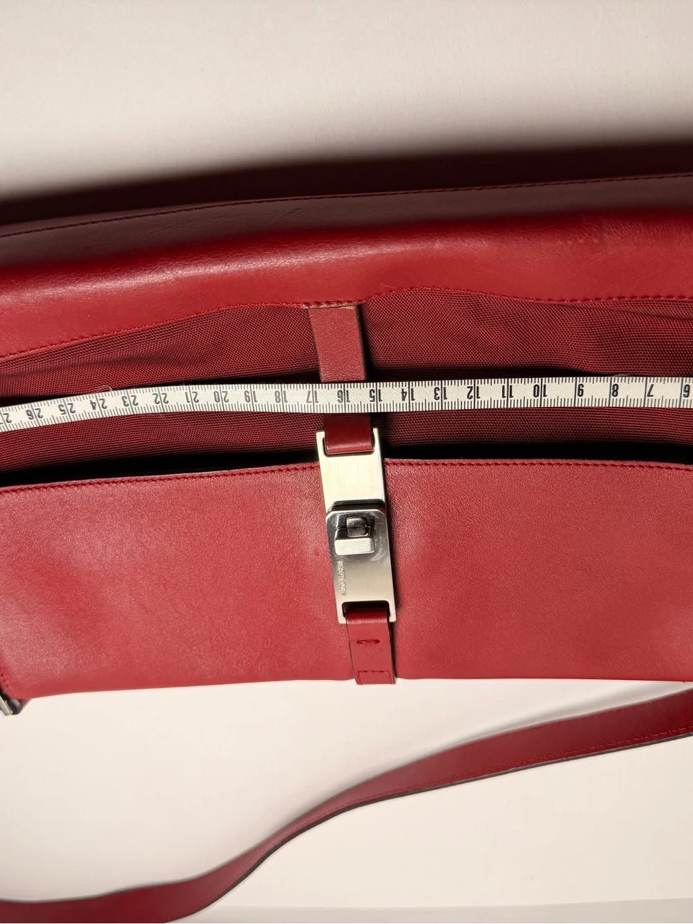Women Red Leather purseBag with Silver Hardware